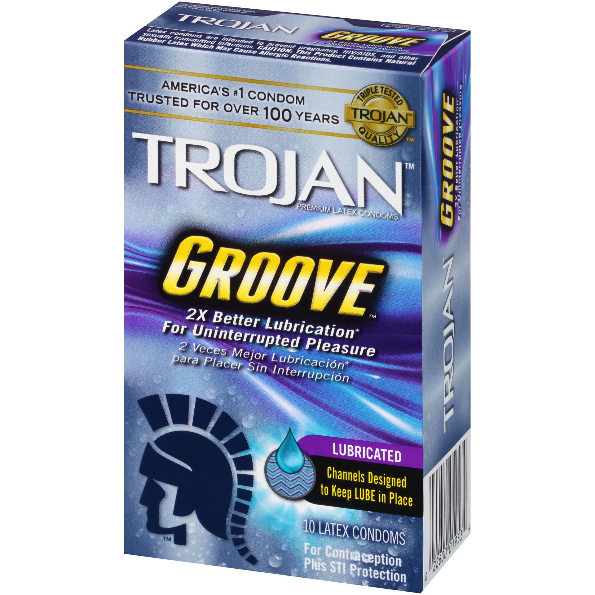 slide 4 of 4, Trojan Groove Textured Lubricated Condoms - 10 Count, 10 ct