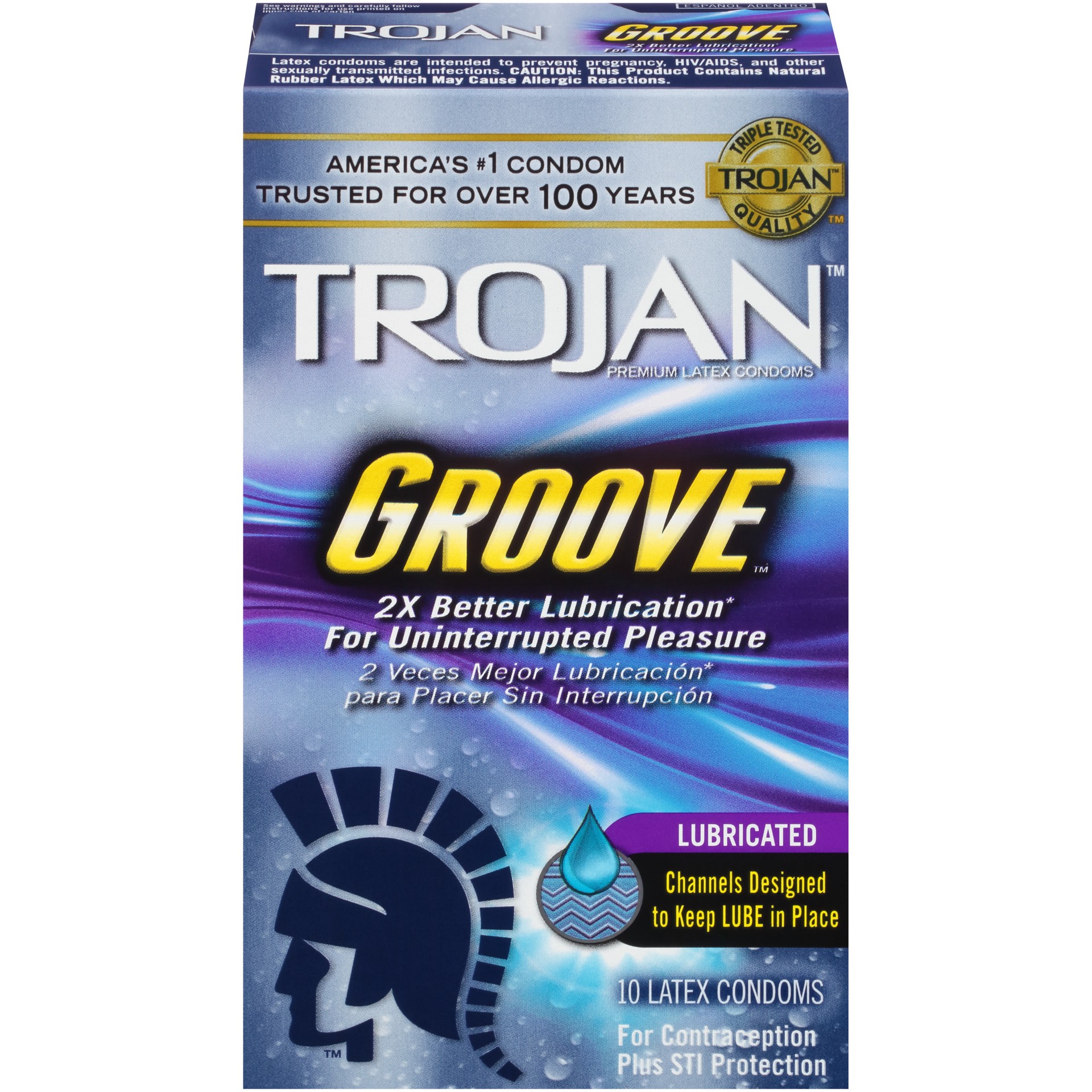 slide 1 of 4, Trojan Groove Textured Lubricated Condoms - 10 Count, 10 ct