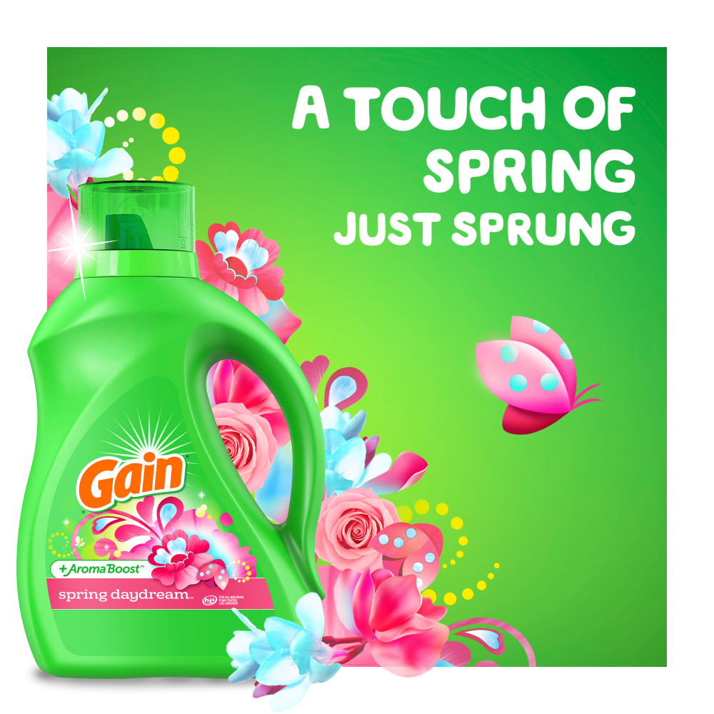 slide 4 of 8, Gain Detergent Liquid Spring Daydrm, 88 oz