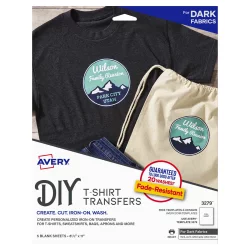 Avery Dark Fabric Transfers for Inkjet Printers 8.5 in x 11 in