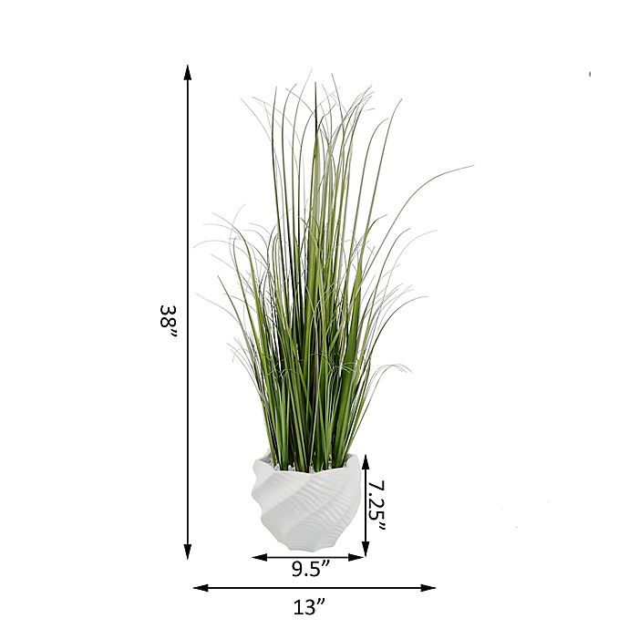 slide 2 of 3, Flora Bunda Artificial Grass - White with Cement Pot, 38 in