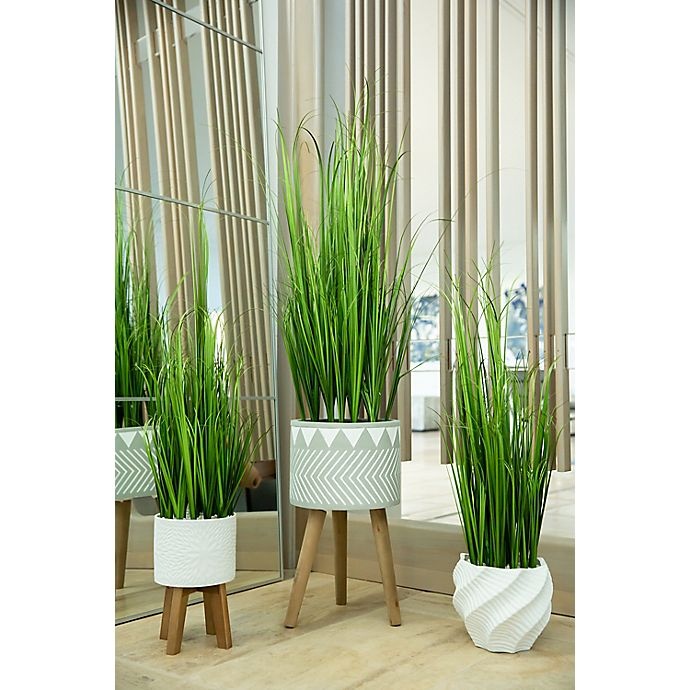 slide 3 of 3, Flora Bunda Artificial Grass - White with Cement Pot, 38 in