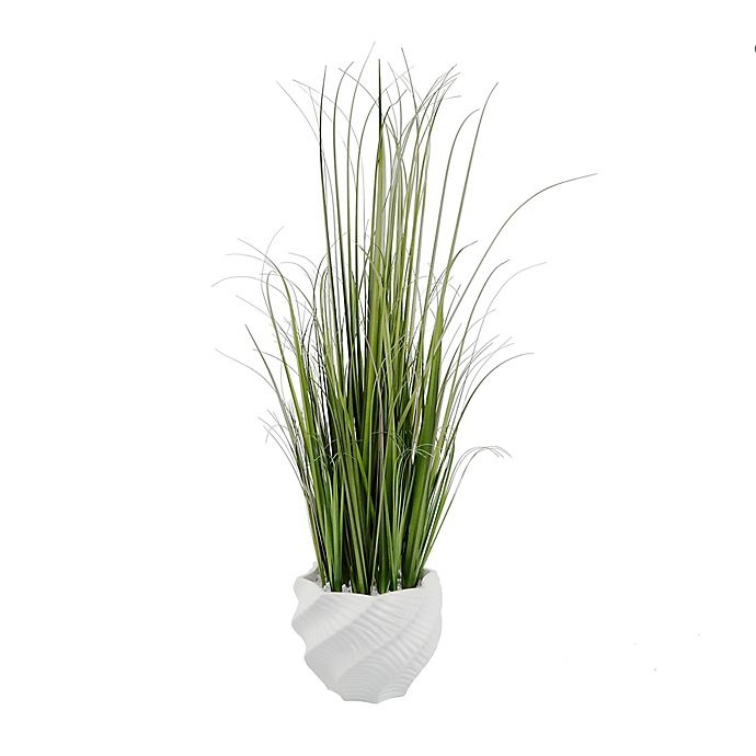 slide 1 of 3, Flora Bunda Artificial Grass - White with Cement Pot, 38 in