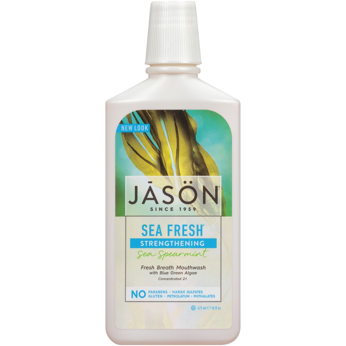 slide 1 of 1, Jason JĀSON Sea Fresh Strengthening Sea Spearmint Fresh Breath Mouthwash 16 fl. oz. Bottle, 16 fl oz