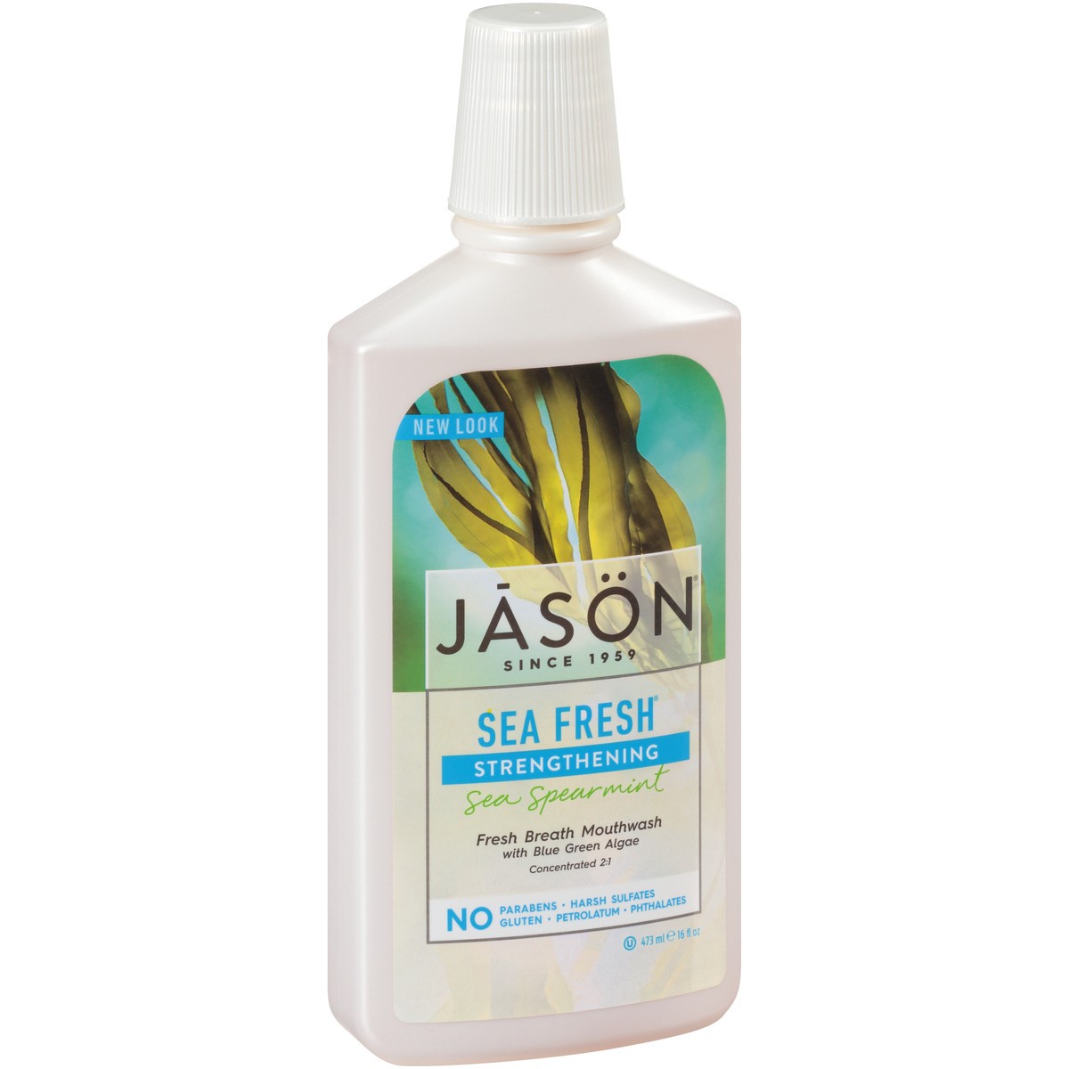 slide 1 of 1, Jason JĀSON Sea Fresh Strengthening Sea Spearmint Fresh Breath Mouthwash 16 fl. oz. Bottle, 16 fl oz