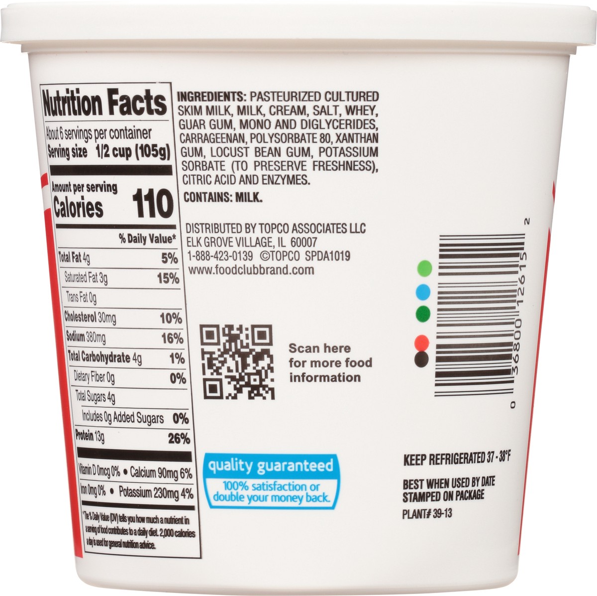 slide 2 of 2, Food Club 4% Milkfat Minimum Small Curd Cottage Cheese 24 oz, 24 oz