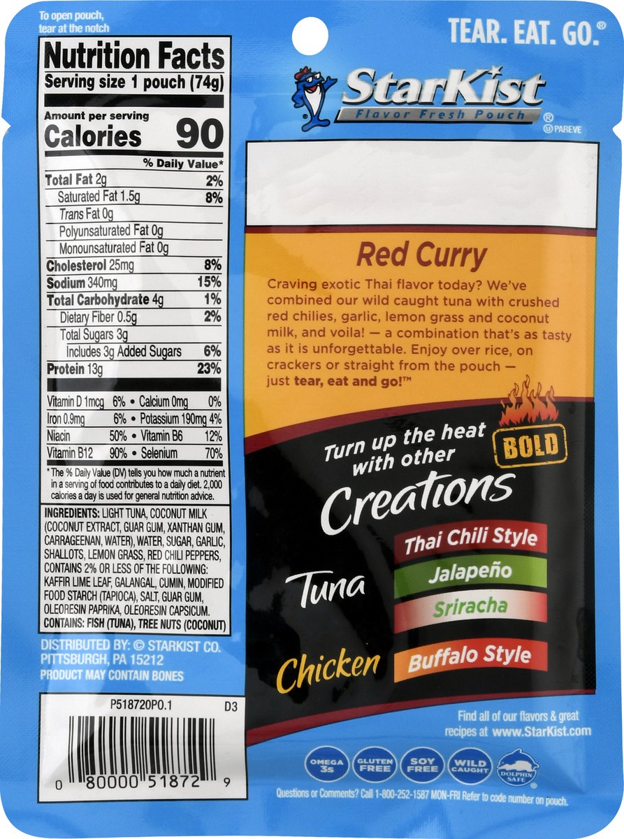 slide 3 of 9, StarKist Tuna Creations Bold Red Curry with Coconut Tuna 2.6 oz, 2.6 oz