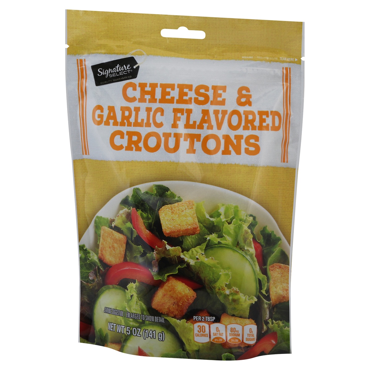 slide 2 of 9, Signature Select Cheese & Garlic Flavored Croutons 5 oz, 5 oz