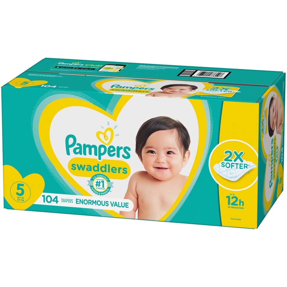 slide 2 of 3, Pampers Swaddlers Active Baby Diaper Size 5 104 Count, 104 ct