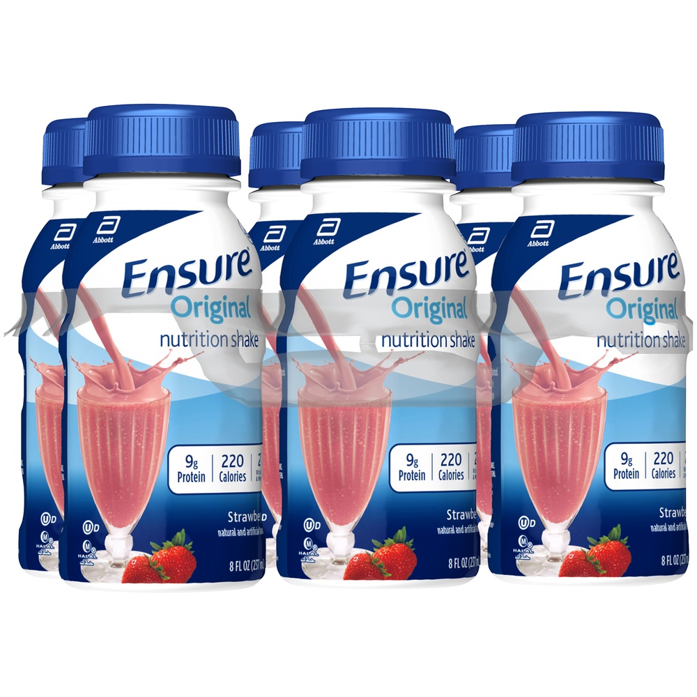 slide 2 of 4, Ensure Original Nutrition Shake Strawberry Ready-to-Drink 6-8 fl oz Bottles, 