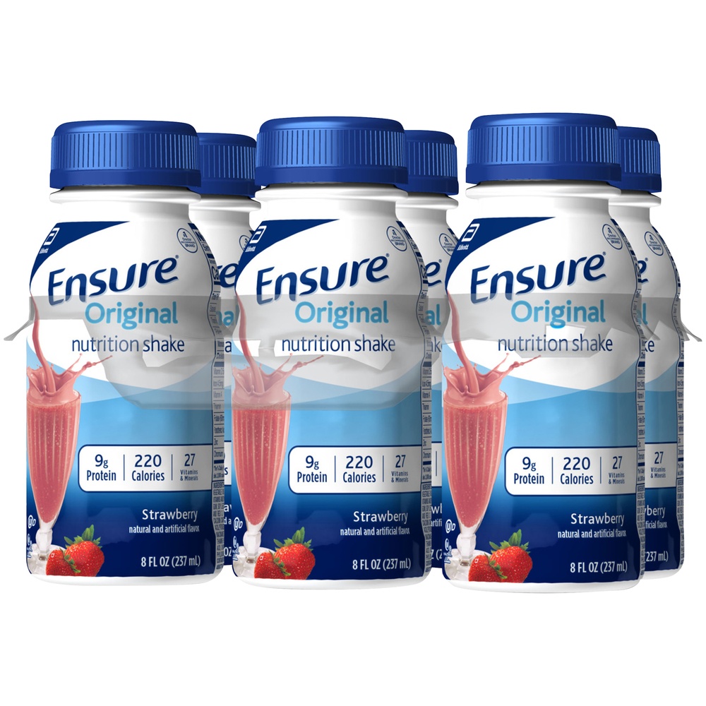 slide 3 of 4, Ensure Original Nutrition Shake Strawberry Ready-to-Drink 6-8 fl oz Bottles, 