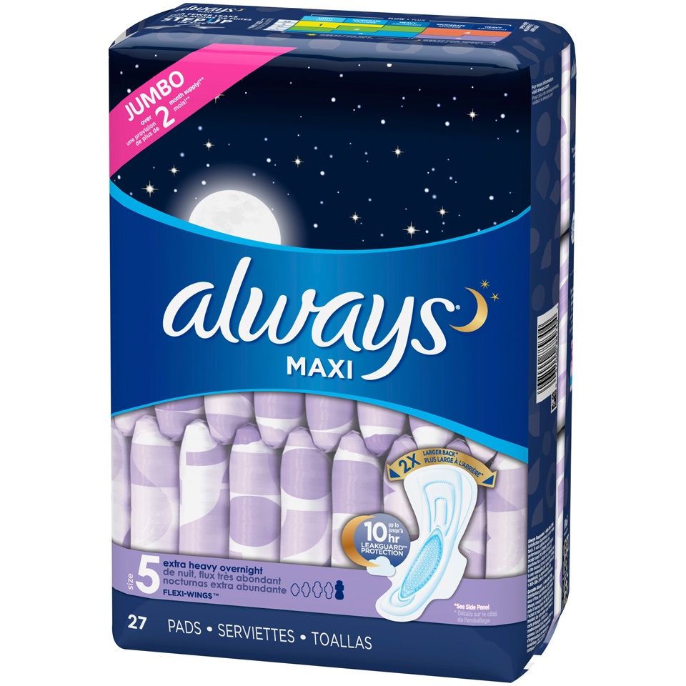 slide 3 of 3, Always Extra Heavy Overnight With Flexi-Wings Maxi Pads, 
