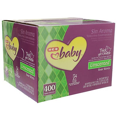 slide 1 of 1, H-E-B Baby Unscented Wipes, 400 ct