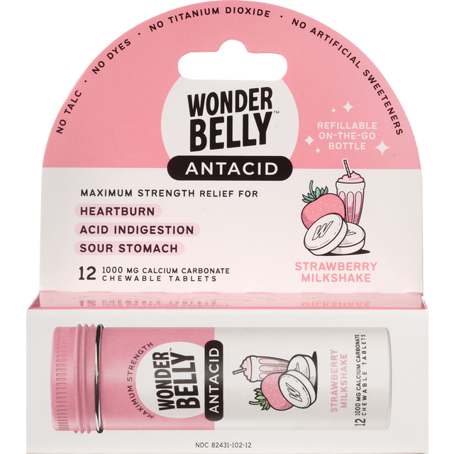 slide 1 of 1, Wonderbelly Antacid - Strawberry Milkshake Travel Size, 12 ct