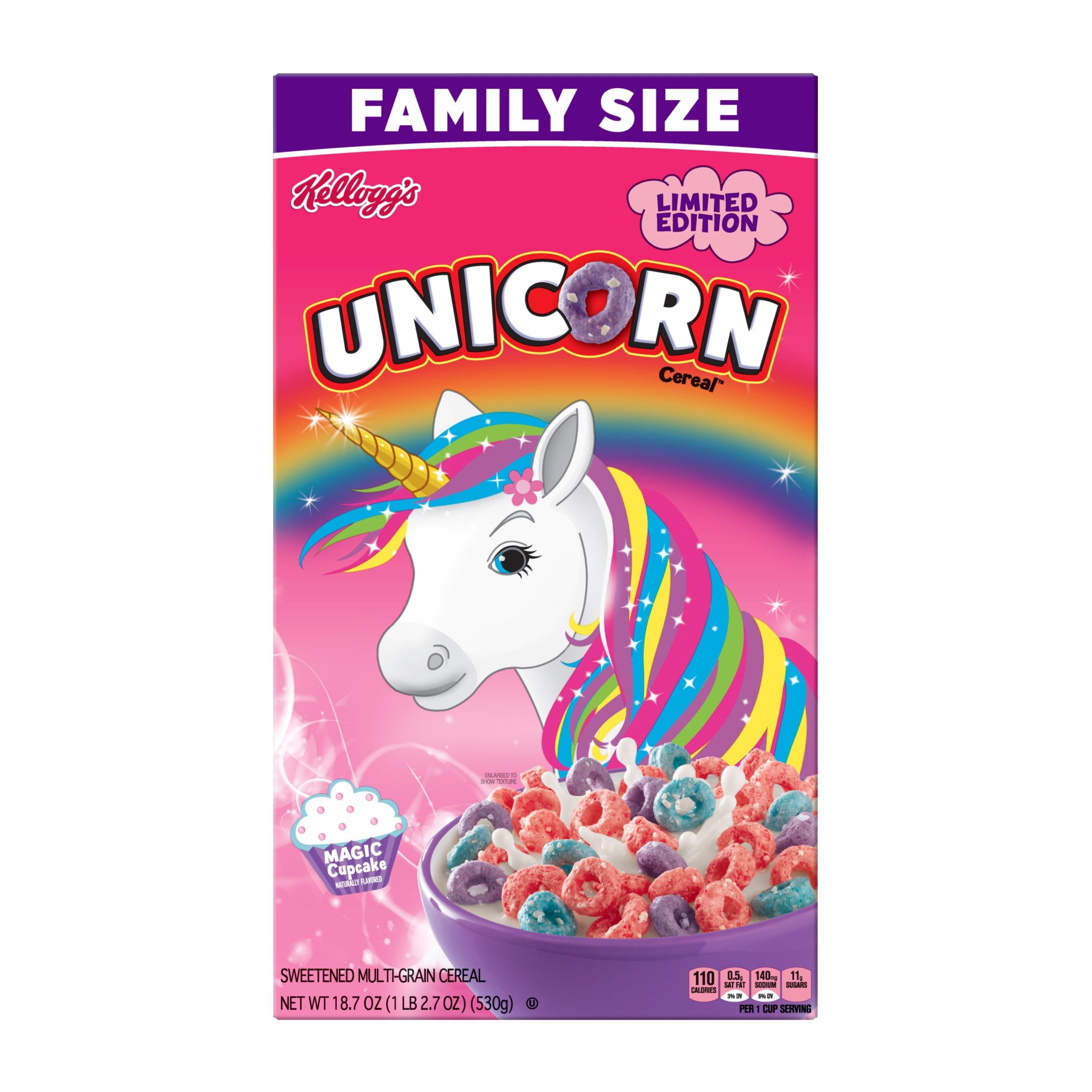 slide 1 of 5, Kellogg's Unicorn Cereal Breakfast Cereal Family Size, 18.7 oz
