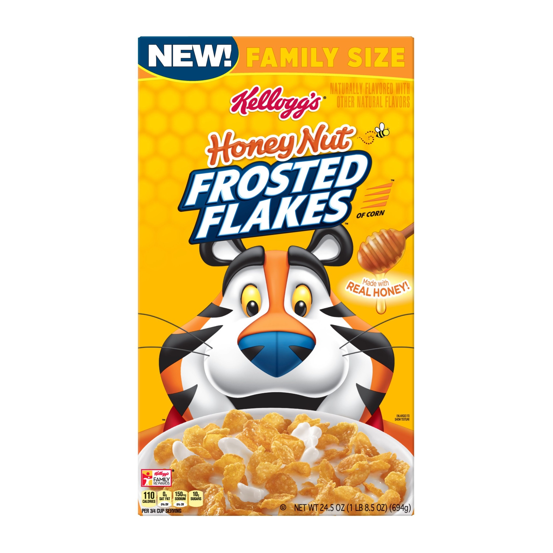 slide 1 of 5, Kellogg's Frosted Flakes Breakfast Cereal Honey Nut Family Size, 24.5 oz