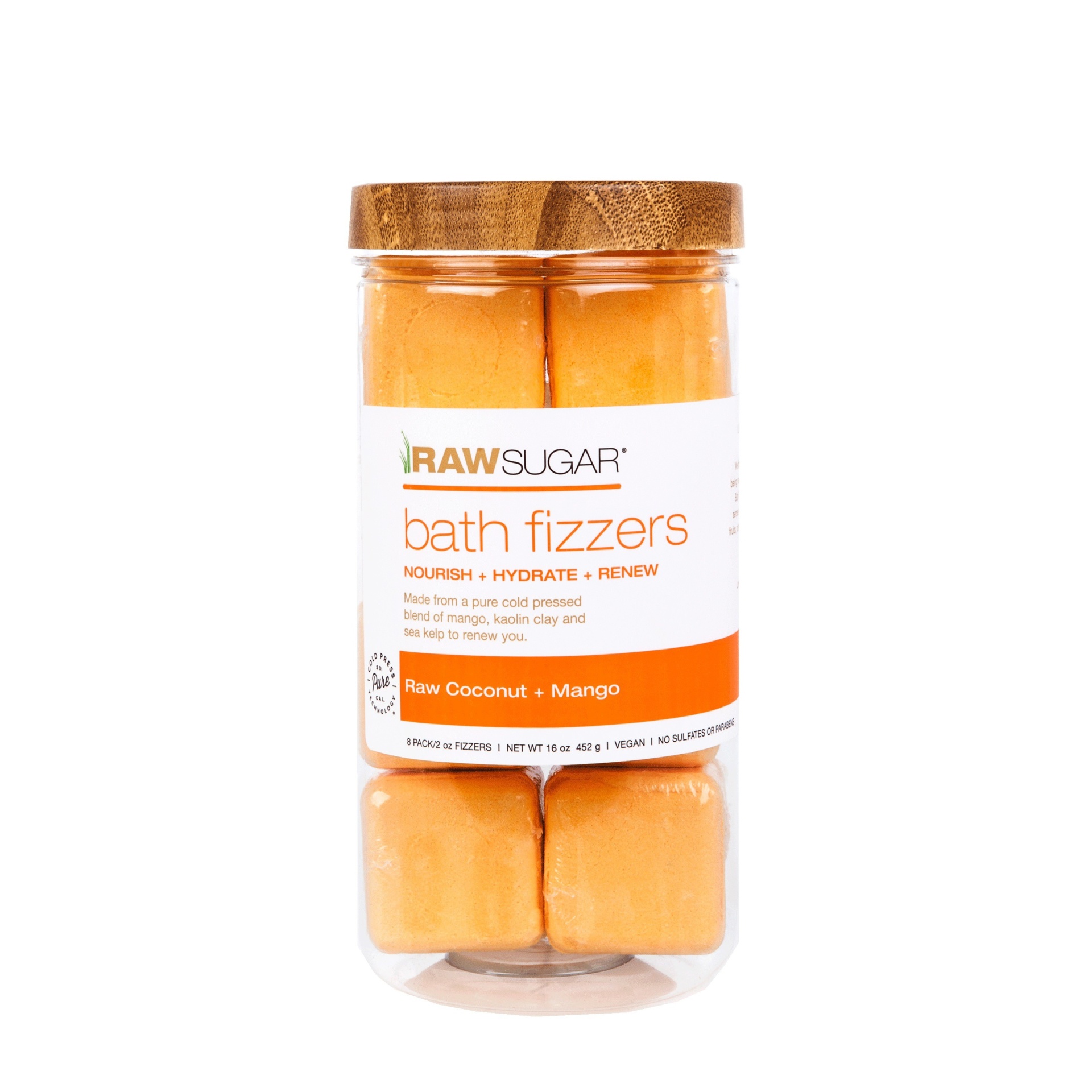 slide 1 of 1, Raw Sugar Mango Bath Soaks, 8 ct