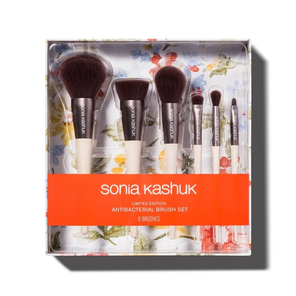 slide 2 of 2, Sonia Kashuk Limited Edition Brush Set Antibacterial - Brown, 6 ct