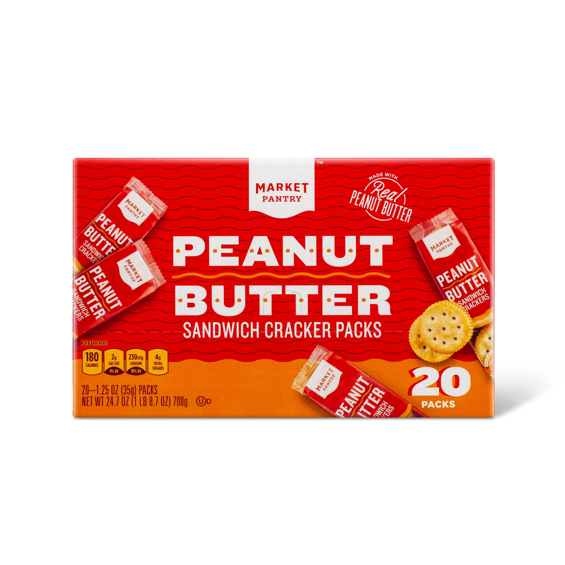 slide 1 of 3, Peanut Butter Sandwich Crackers - 20ct - Market Pantry, 20 ct
