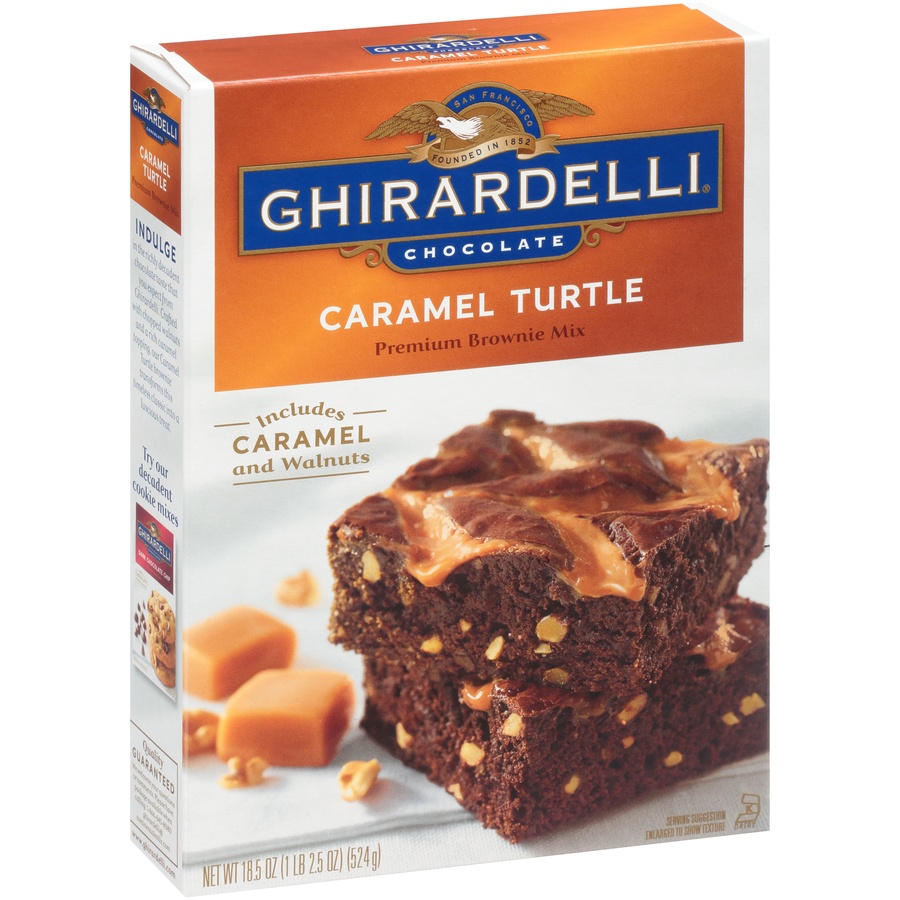 slide 3 of 8, Ghirardelli Chocolate Caramel Turtle Brownie Mix, 18.5 oz