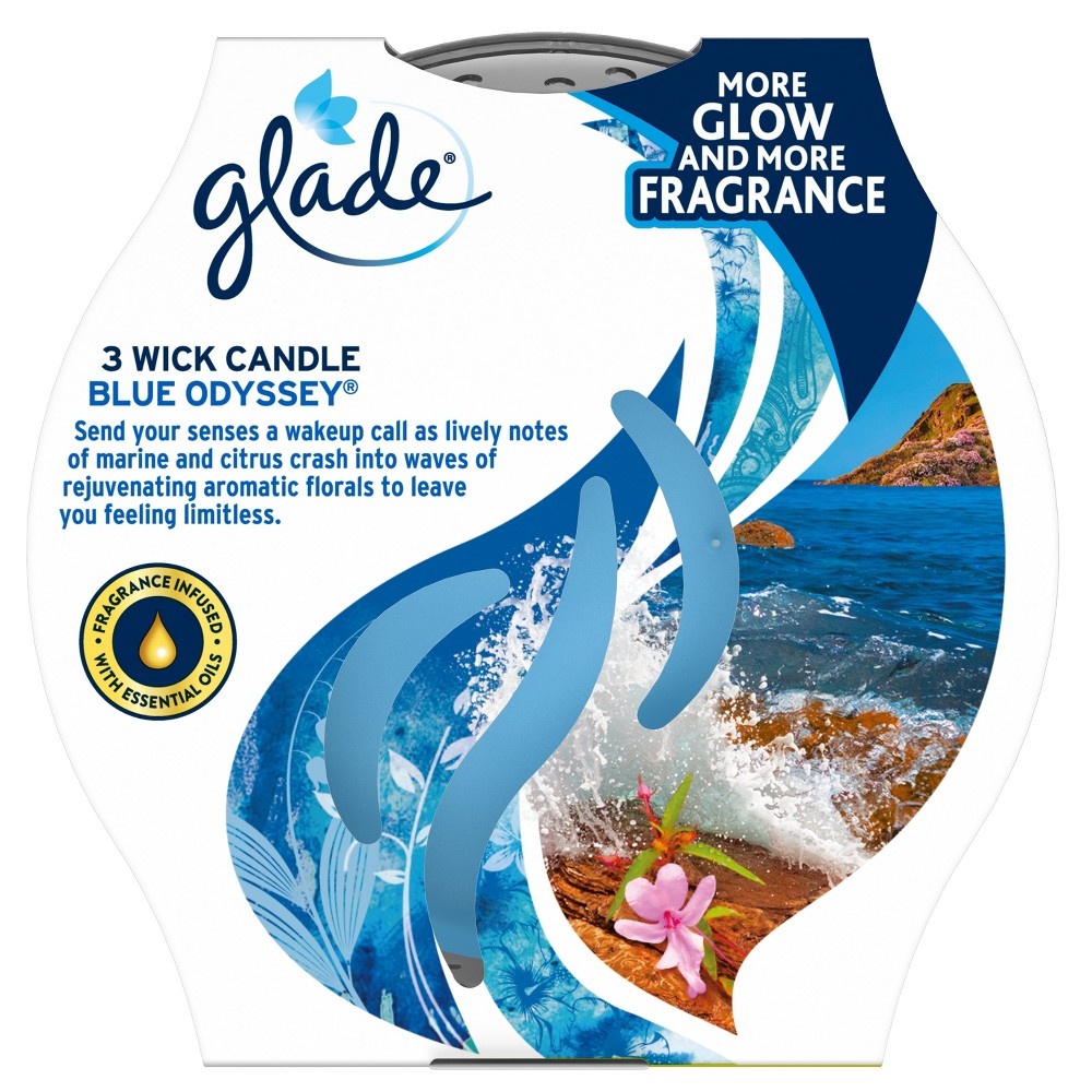 slide 6 of 6, Glade Blue Odyssey 3-Wick Candle, 6.8 oz