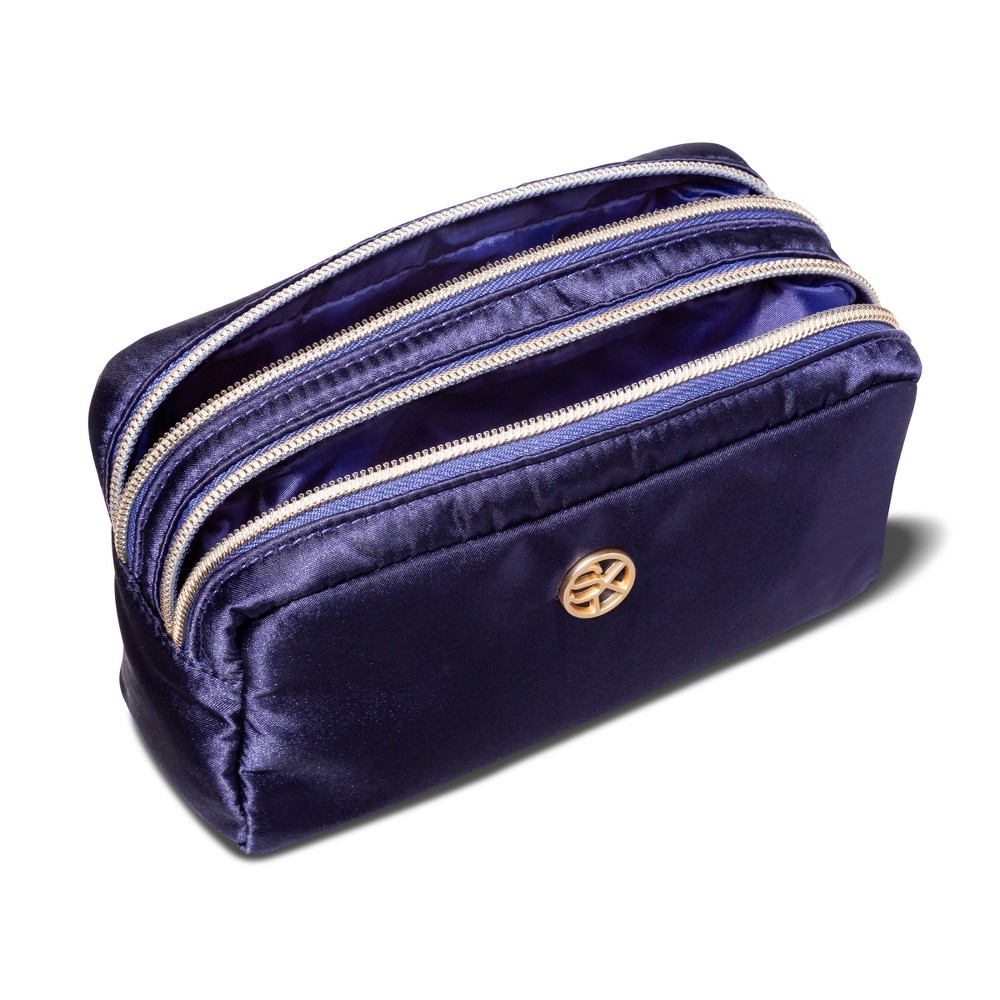 slide 2 of 2, Sonia Kashuk Double Zip Organizer Bag Satin Blue Violet, 1 ct