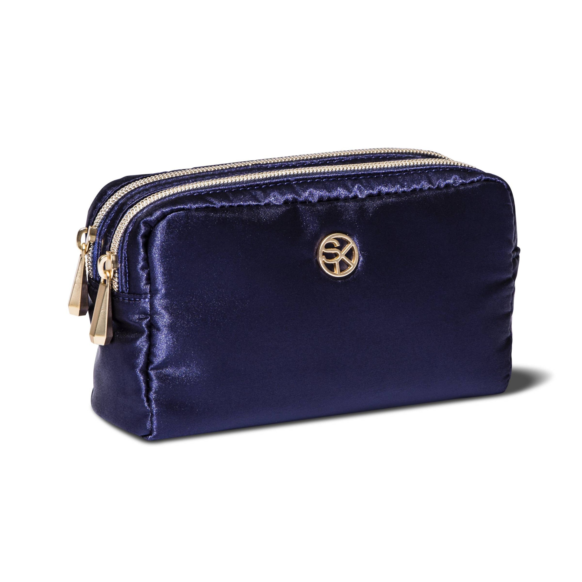 slide 1 of 2, Sonia Kashuk Double Zip Organizer Bag Satin Blue Violet, 1 ct