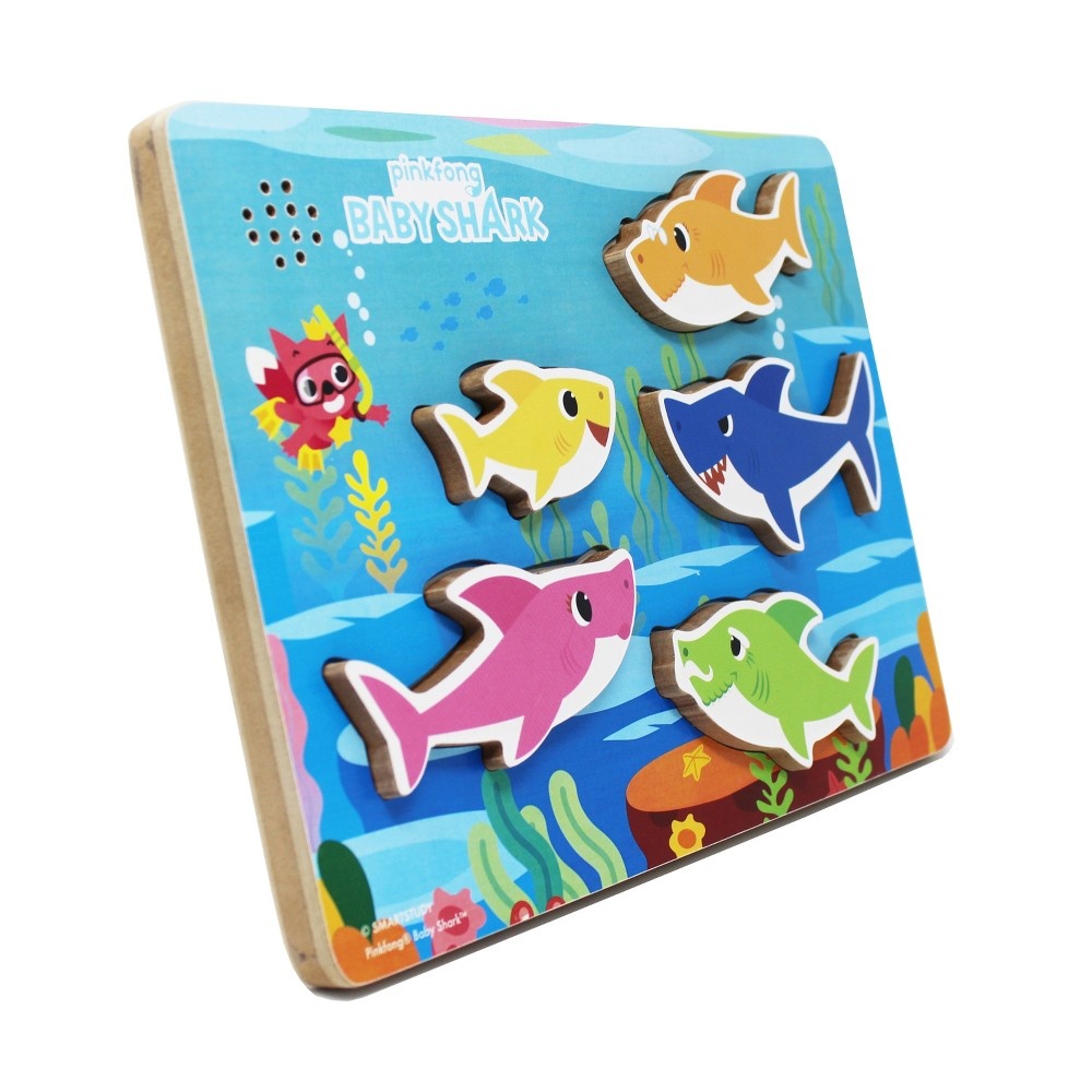 slide 4 of 4, Cardinal Pinkfong Baby Shark Chunky Wooden Sound Puzzle, 5 ct