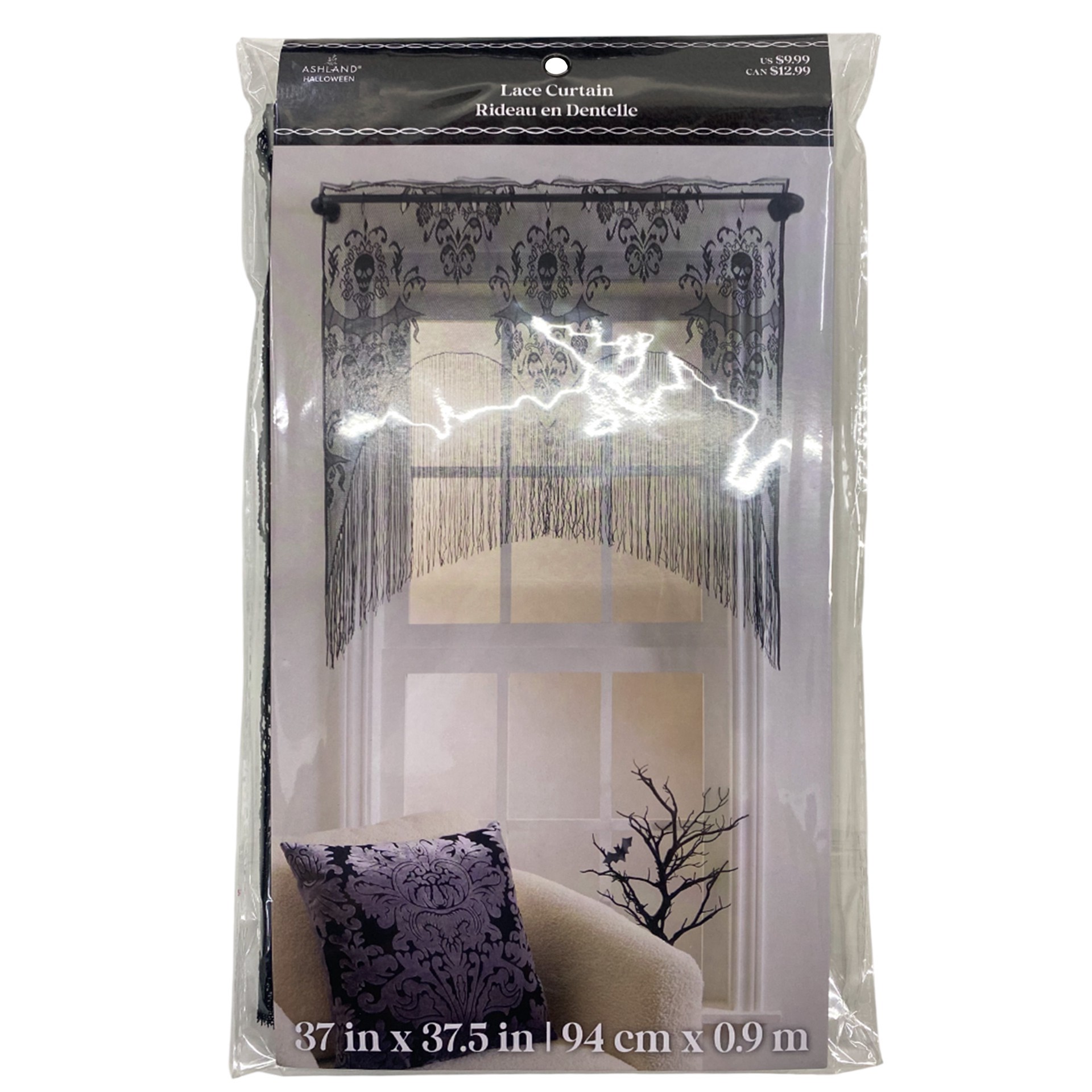 slide 3 of 3, 37.5" Skull Damask Lace Curtain By Ashland, 37.5 in