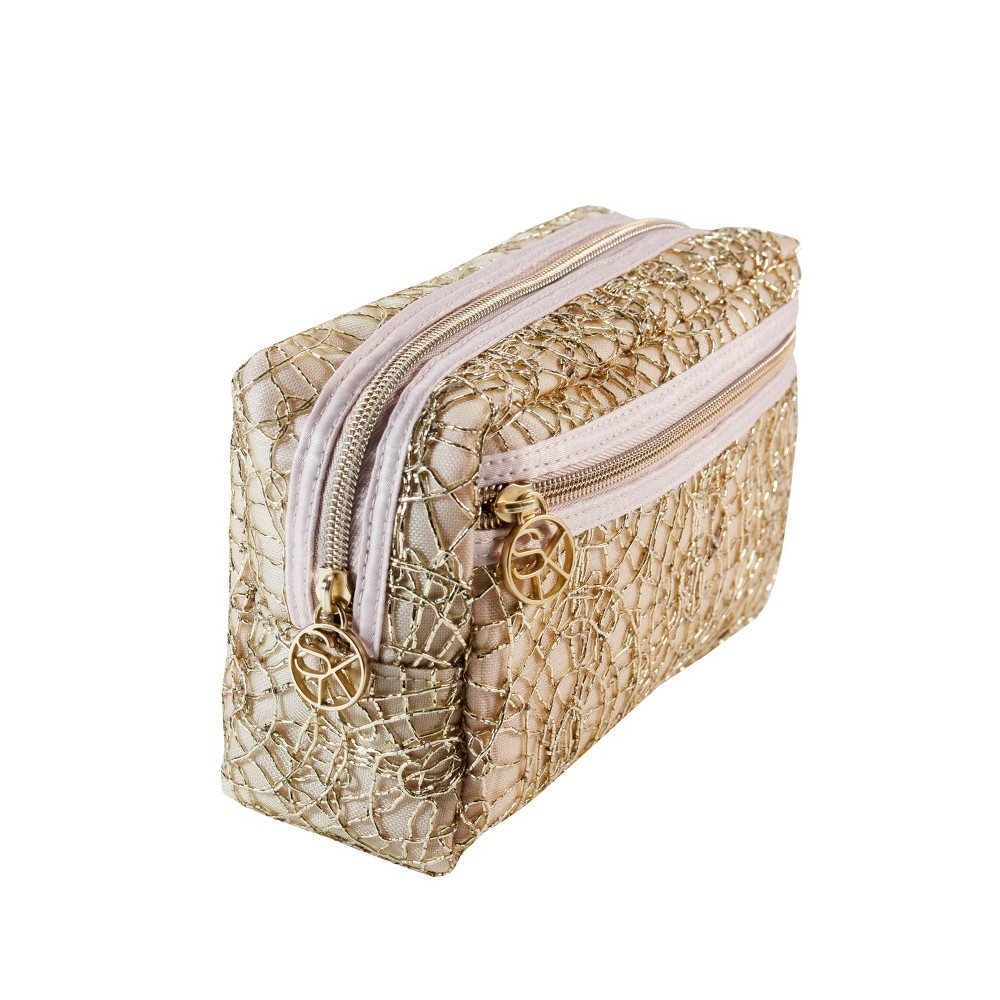 slide 2 of 3, Sonia Kashuk Overnighter Makeup Bag - Metallic Embroidery Gold, 1 ct