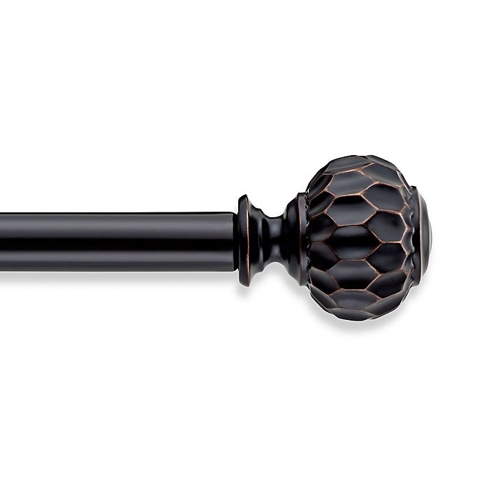 slide 1 of 1, Cambria Casuals Hexagon Ball 28 to Adjustable Curtain Rod Set - Dark Bronze, 48 in