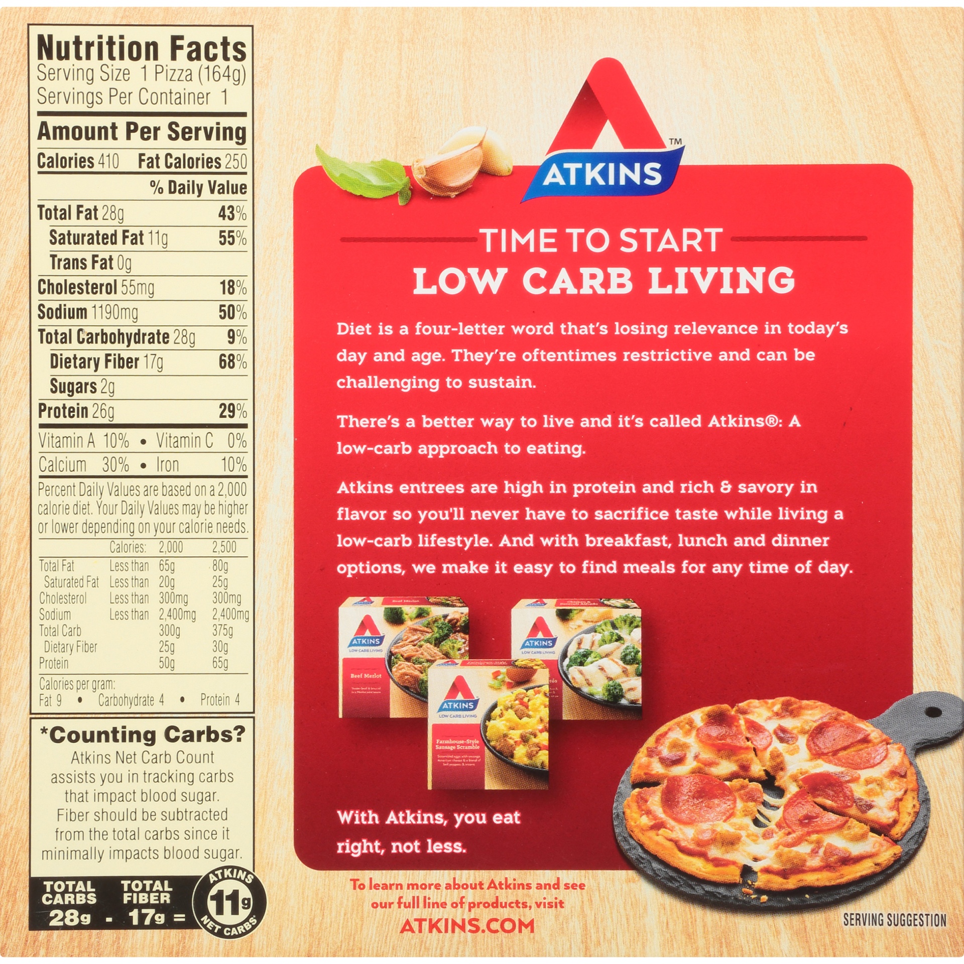 slide 3 of 8, Atkins Meat Lovers Pizza - 5.8 Oz, 5.8 oz