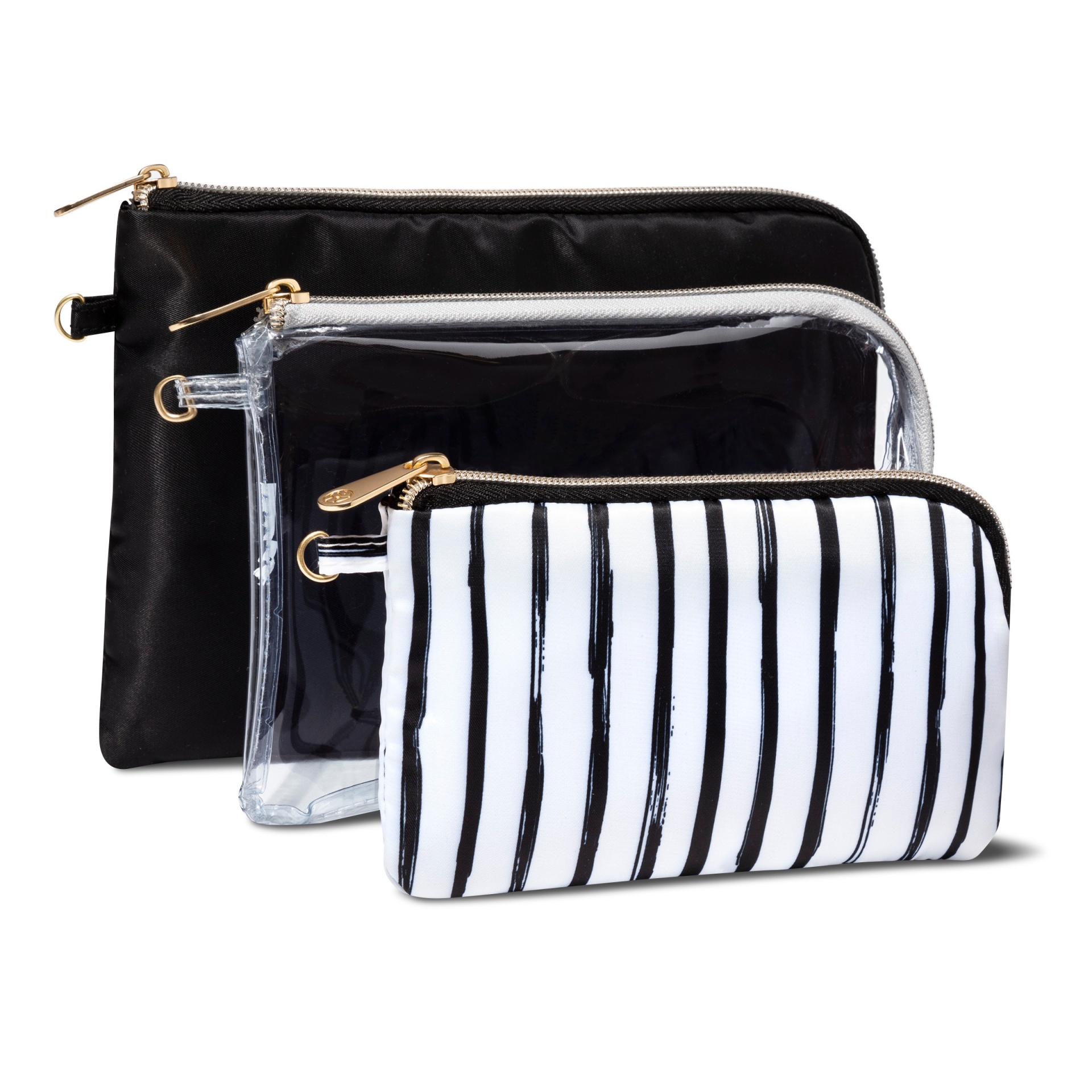 slide 1 of 2, Sonia Kashuk Purse Kit Set Black/Stripe, 3 ct