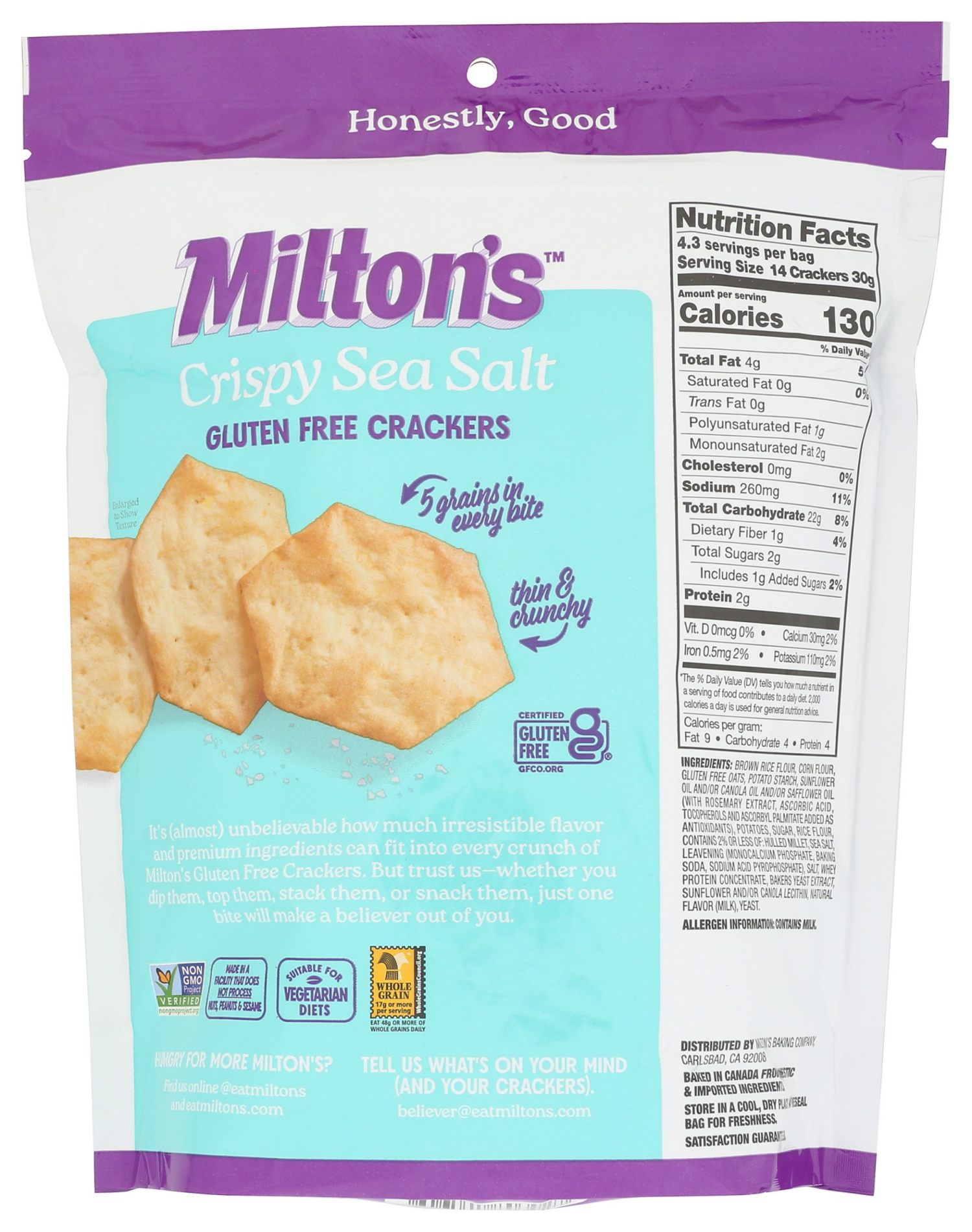 slide 2 of 2, Milton's Gluten Free Crackers - Crispy Sea Salt, 4.5oz, 4.5 oz