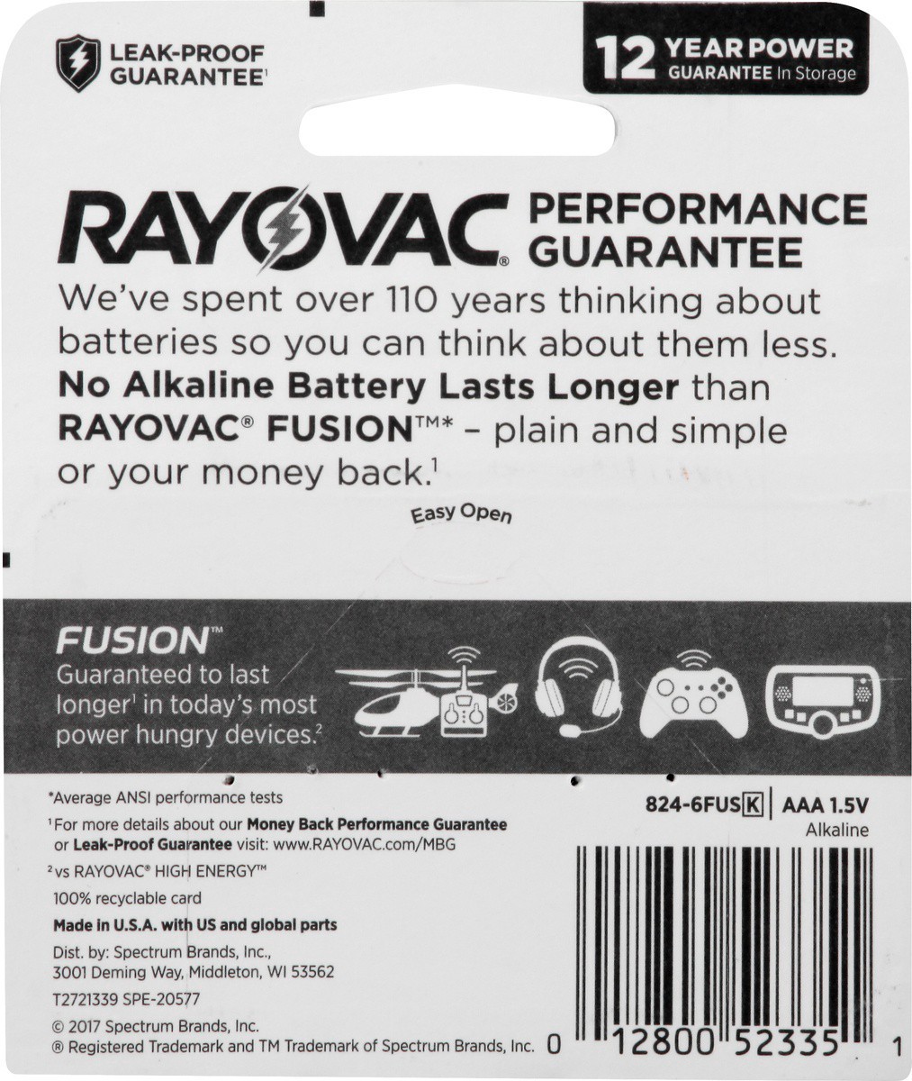 slide 4 of 9, Rayovac Fusion AAA Batteries (6 Pack), Triple A Alkaline Batteries, 6 ct