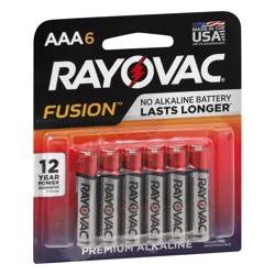 Rayovac Fusion AAA Batteries (6 Pack), Triple A Alkaline Batteries