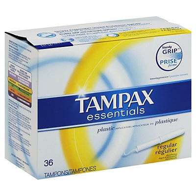 slide 1 of 1, Tampax Essentials Plastic Applicator Regular Absorbency Unscented Tampons, 36 ct