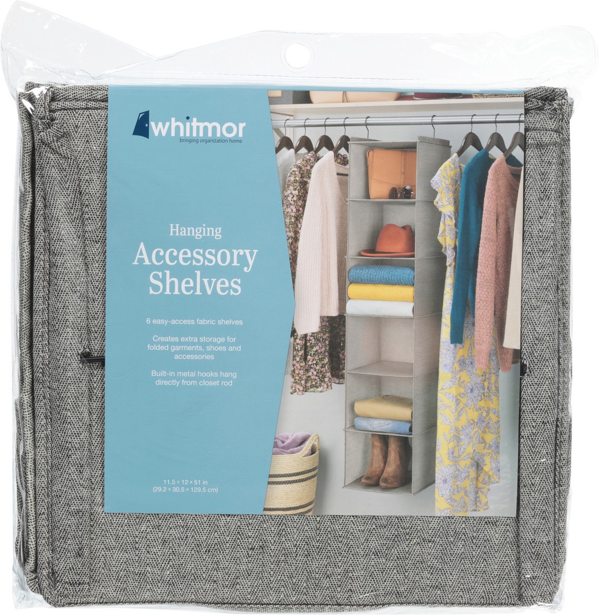slide 9 of 9, Whitmor Hanging Accessory Shelves Black Herringbone, 1 ct