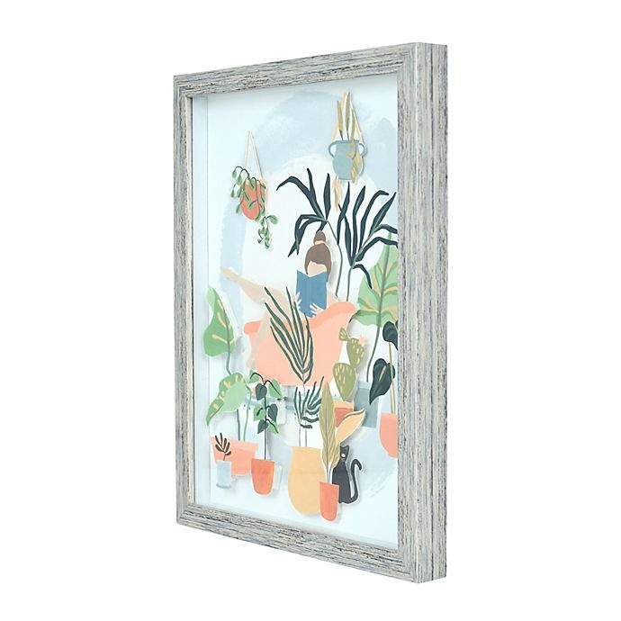 slide 3 of 4, Global Caravan Papercraft Plant Lady Bath Framed Wall Art, 11 in x 14 in