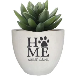 New View Home with Paw Print Faux Planter