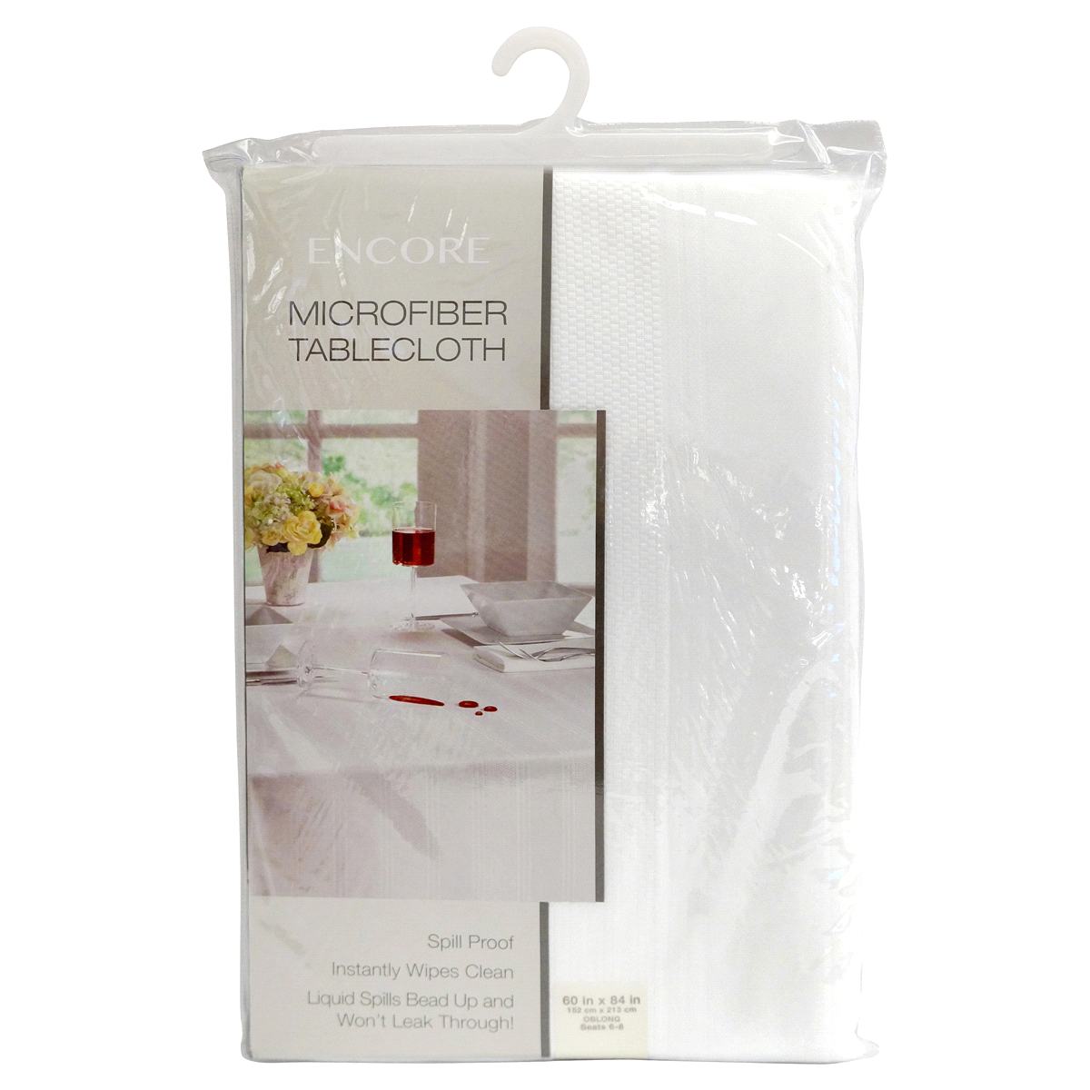 slide 1 of 1, Encore fabric tablecloth white 52x52, 1 ct