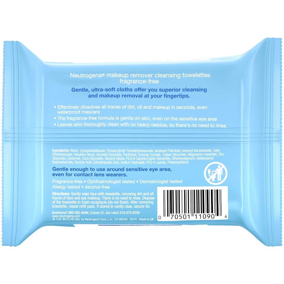 slide 6 of 6, Neutrogena Fragrance-Free Makeup Remover Cleansing Wipes - 25ct, 25 ct
