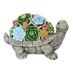 Evergreen Solar Succulent Turtle Garden Statue