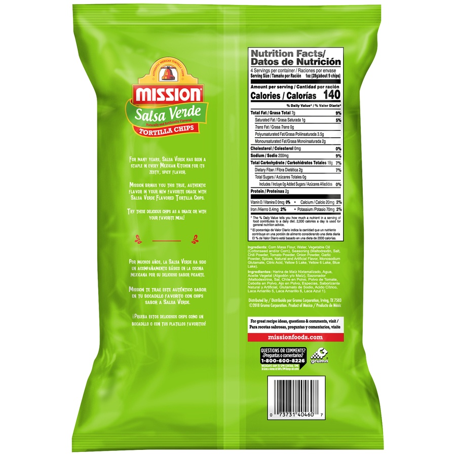 slide 2 of 4, Mission Salsa Verde Tortilla Chips, 3.53 oz