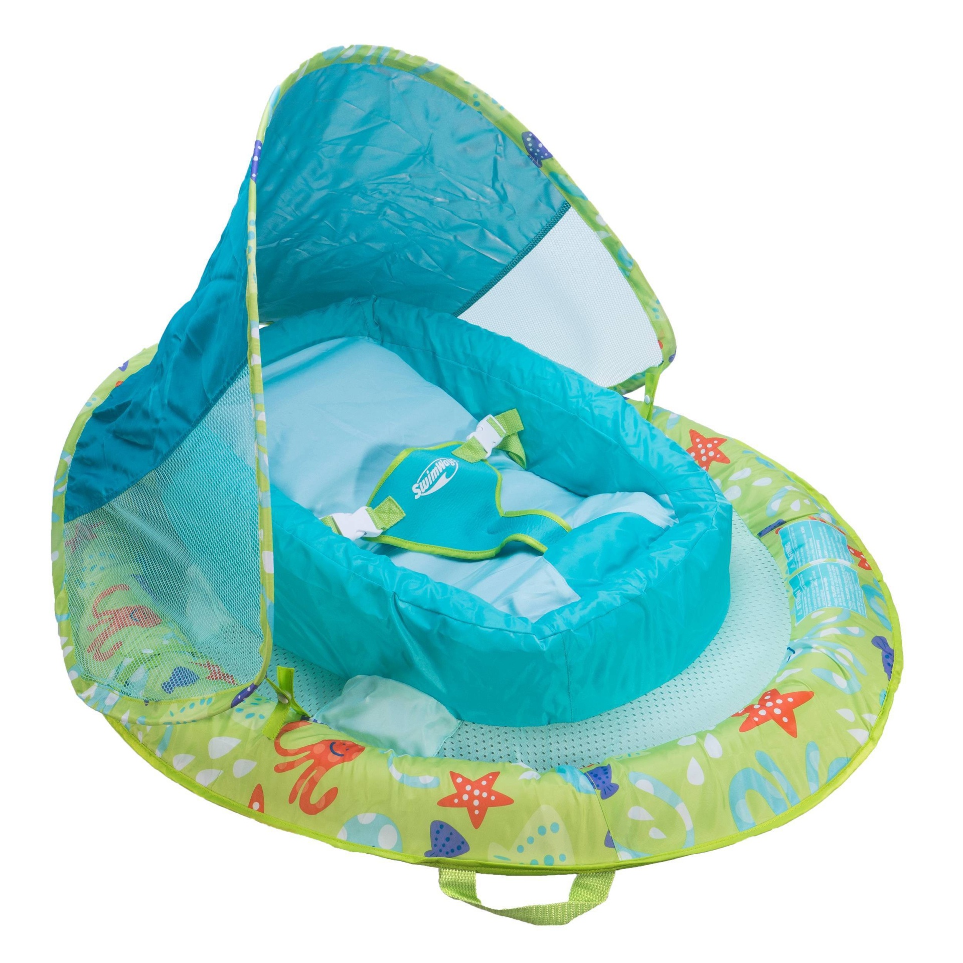 slide 1 of 6, SwimWays Infant Baby Spring Float with Canopy - Green, 1 ct