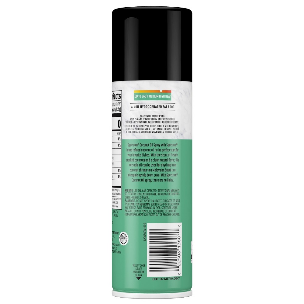 slide 3 of 3, Spectrum Culinary Coconut Oil Non-Stick Cooking Spray 6 oz. Aerosol Can, 6 fl oz