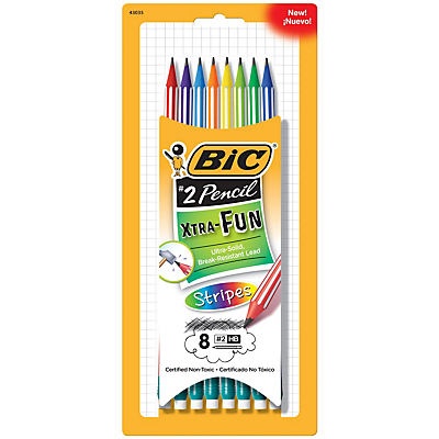 slide 1 of 1, BIC Xtra Fun Stripe Pencils, 8 ct