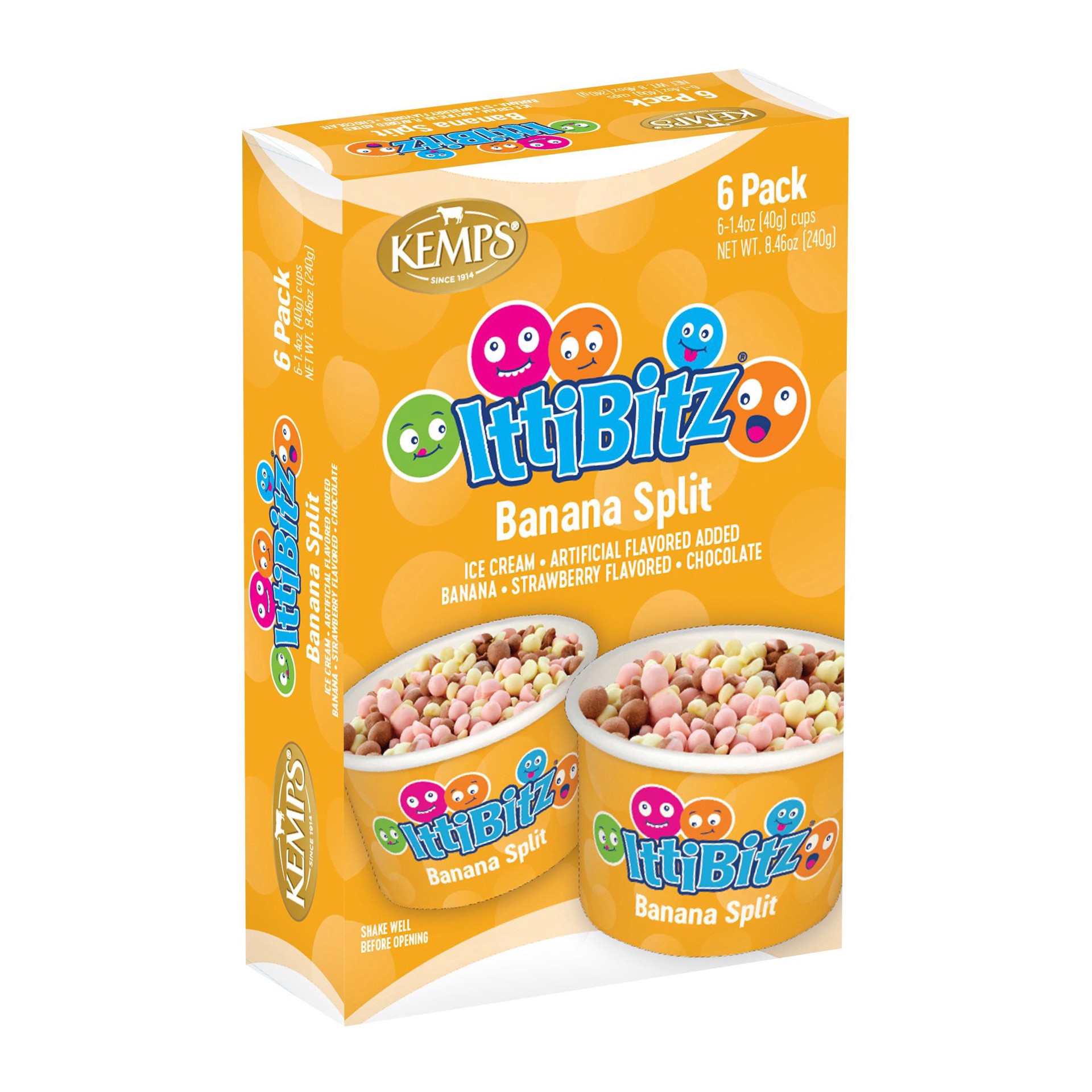 slide 1 of 1, Kemps Ittibitz Banana Split Ice Cream, 6 ct