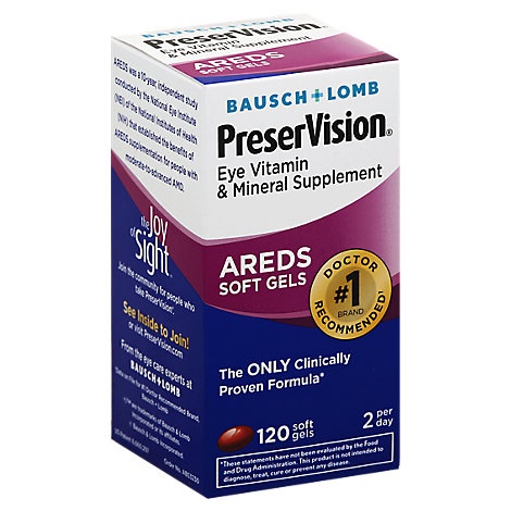 slide 1 of 1, Bausch + Lomb Preservision Eye Vitamin & Mineral Supplement, 120 ct
