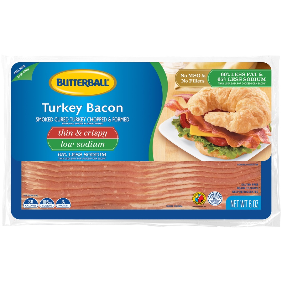 slide 1 of 8, Butterball Everyday Btbl L/S Turkey Bacon, 6 oz